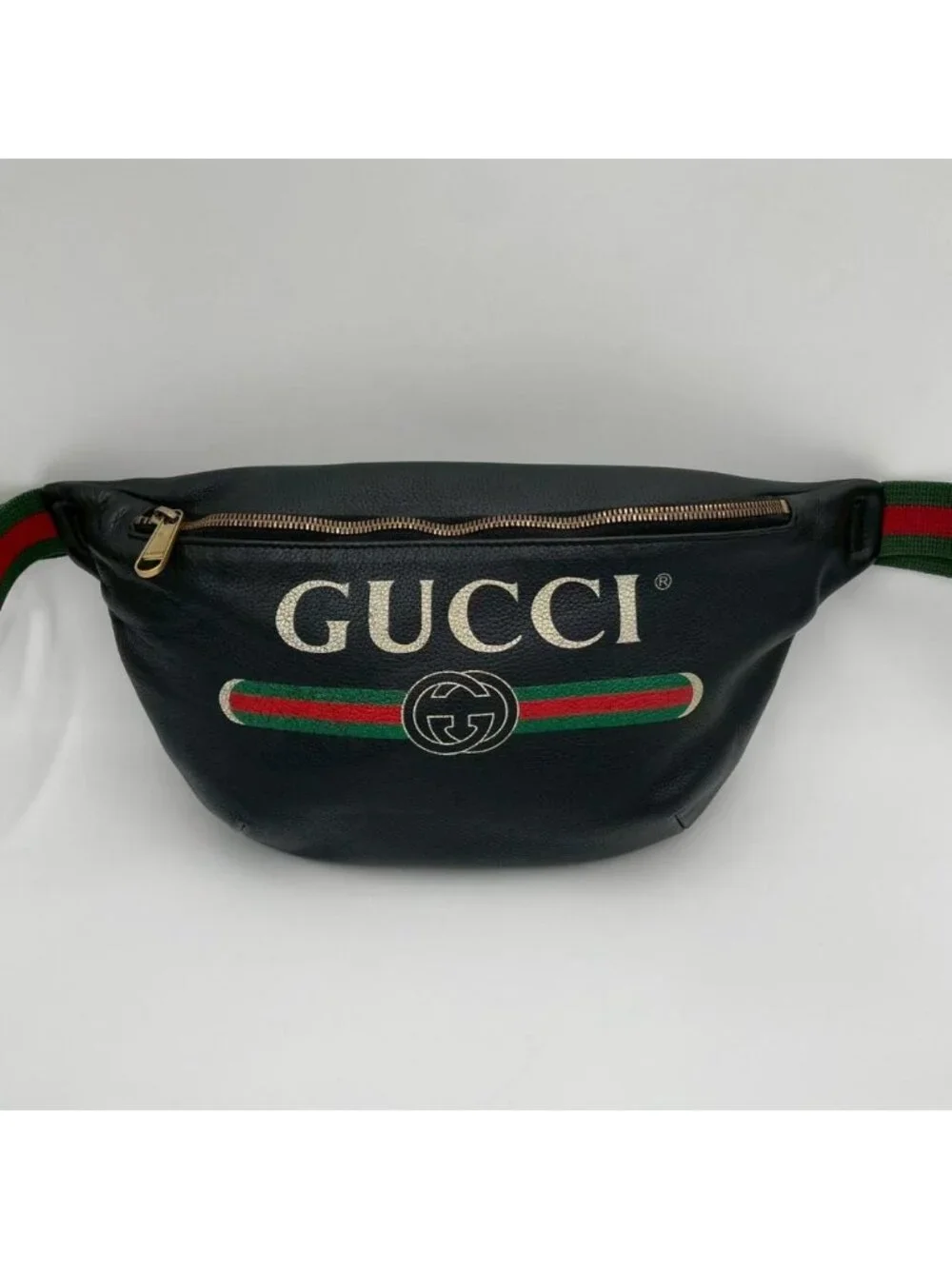 Gucci Printed Waist Pouch Bum Bag Funny Sherry Line Black